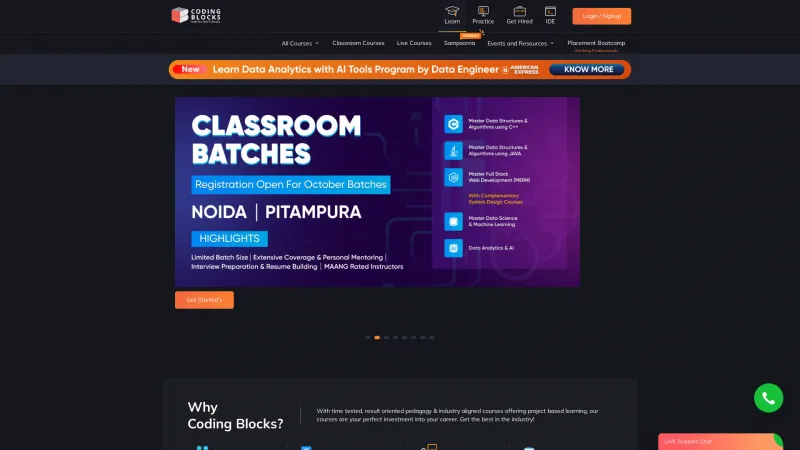 Homepage of Coding Blocks