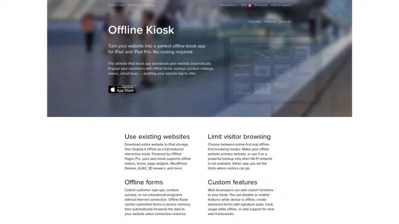 Homepage of Offline Kiosk