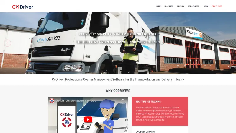 Homepage of CoDriver Courier Management