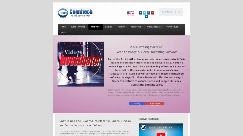 Homepage of Cognitech Video Investigator