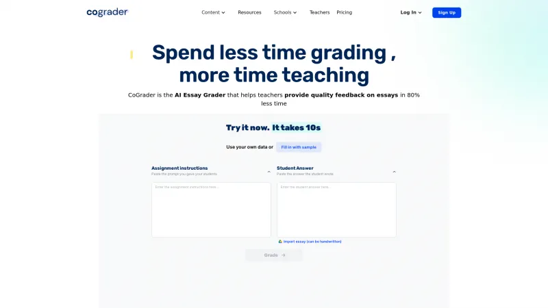 Homepage of CoGrader