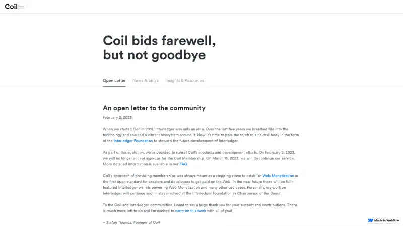 Homepage of Coil