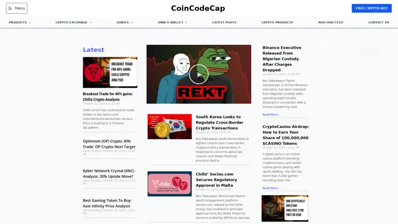 Homepage of CoinCodeCap