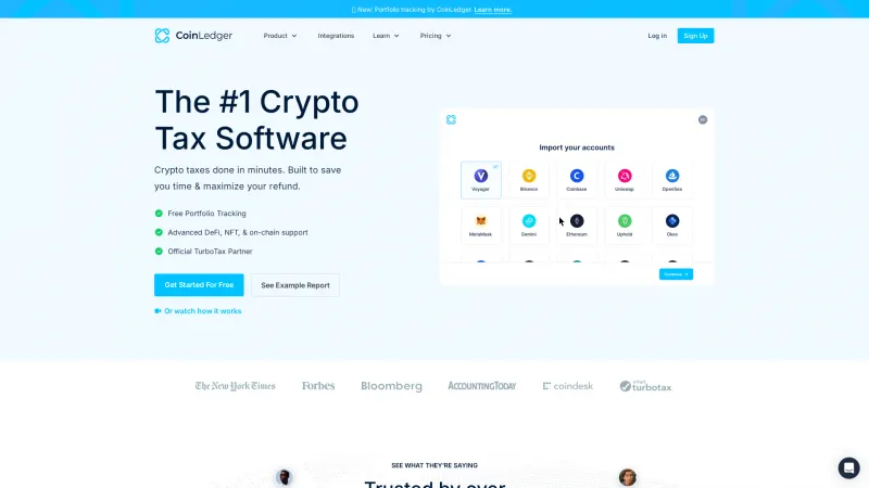 Homepage of CoinLedger