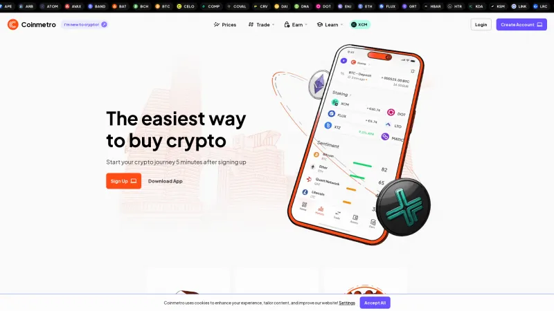 Homepage of Coinmetro