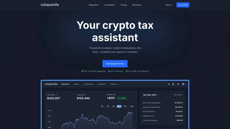 Homepage of Coinpanda