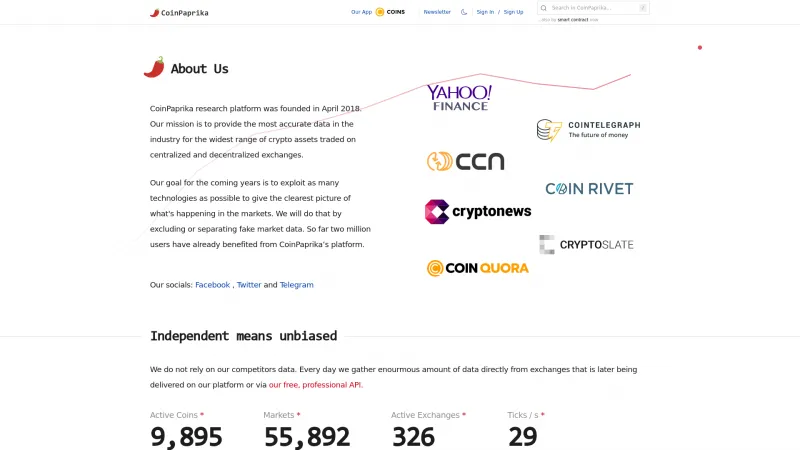 Homepage of Coinpaprika