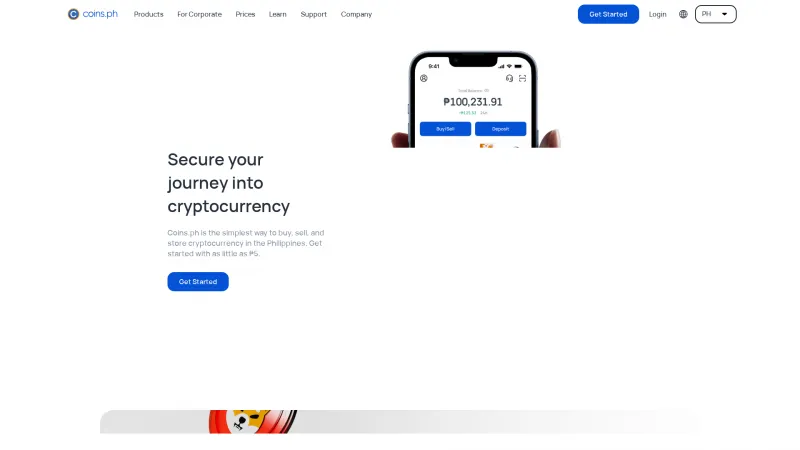 Homepage of Coins.ph