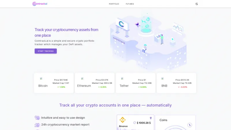 Homepage of CoinTrack.ai