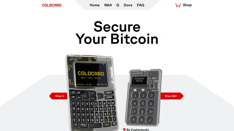 Homepage of COLDCARD