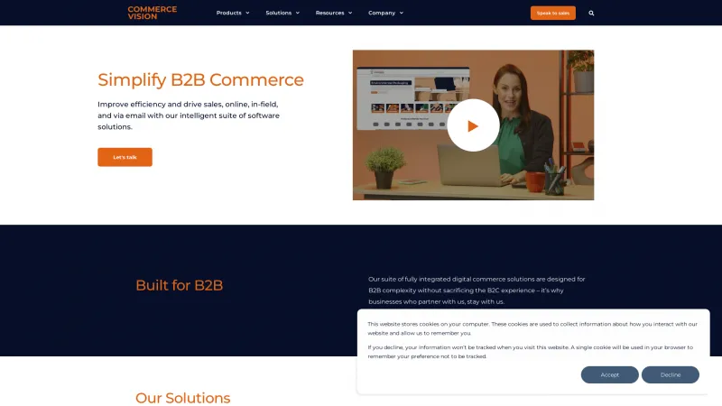 Homepage of Commerce Vision