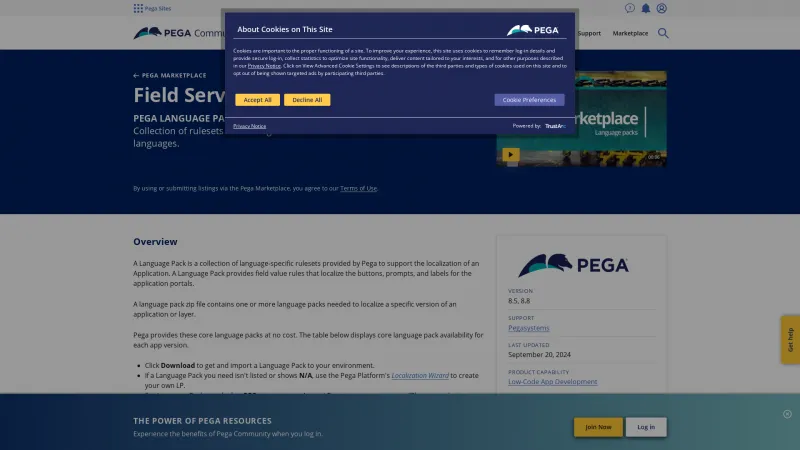 Homepage of Pega Field Service