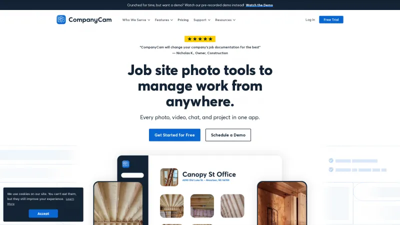 Homepage of CompanyCam