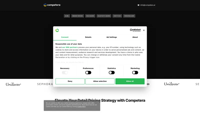 Homepage of Competera