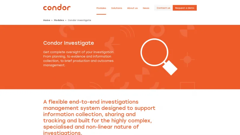 Homepage of Condor Investigate