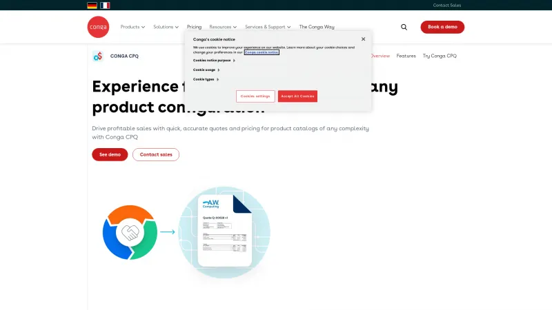 Homepage of Conga CPQ