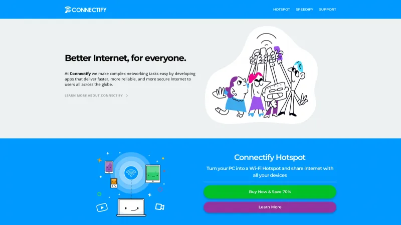 Homepage of Connectify Hotspot