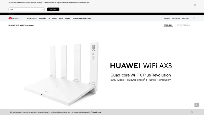 Homepage of Huawei AX3 Series