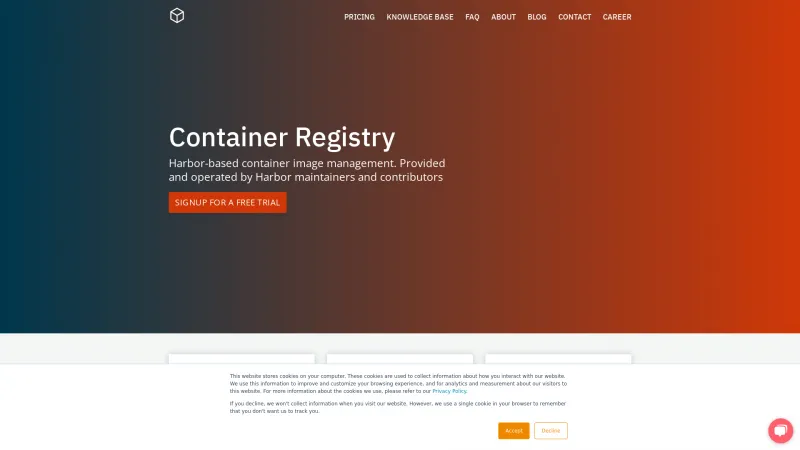 Homepage of Container Registry