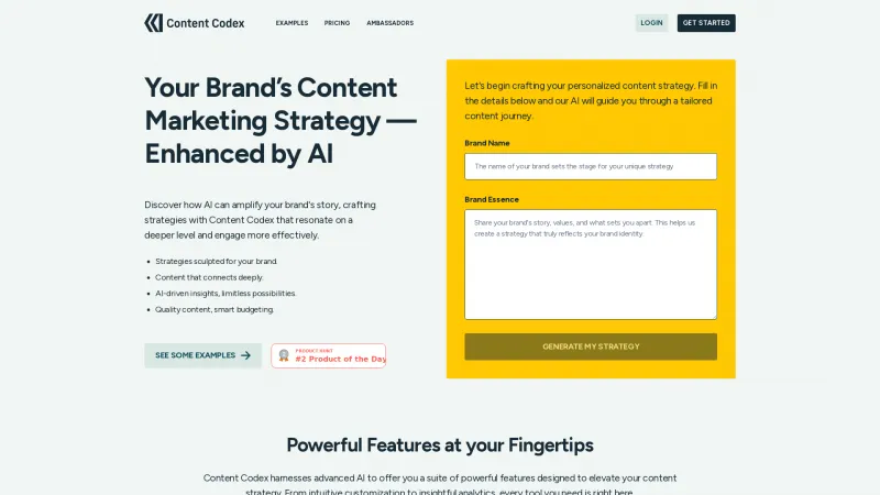 Homepage of Content Codex