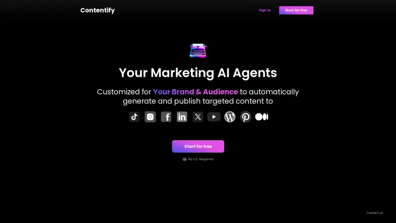 Homepage of Contentify