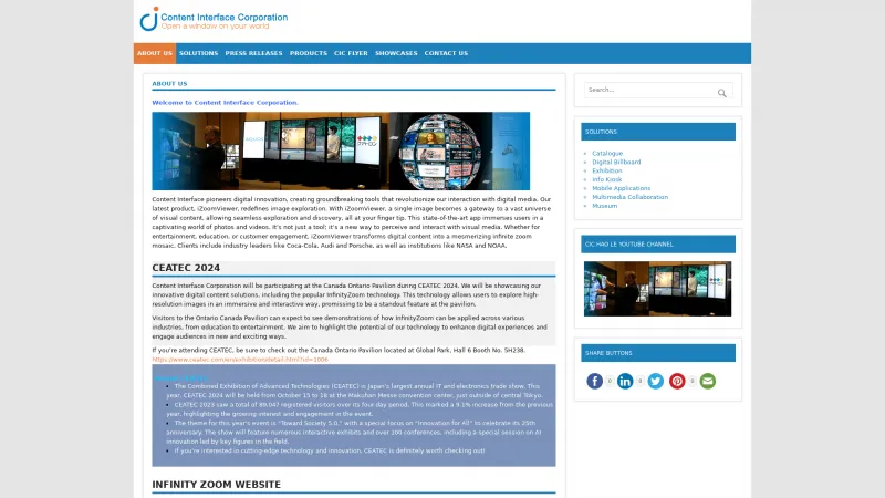 Homepage of Content Interface enVision