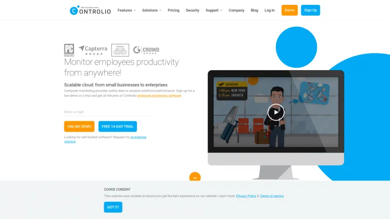 Homepage of Controlio