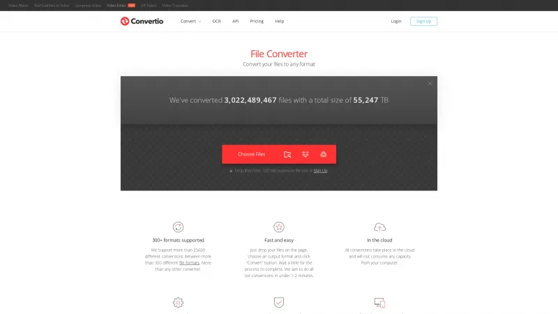 Homepage of Convertio