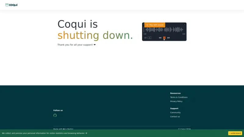 Homepage of Coqui