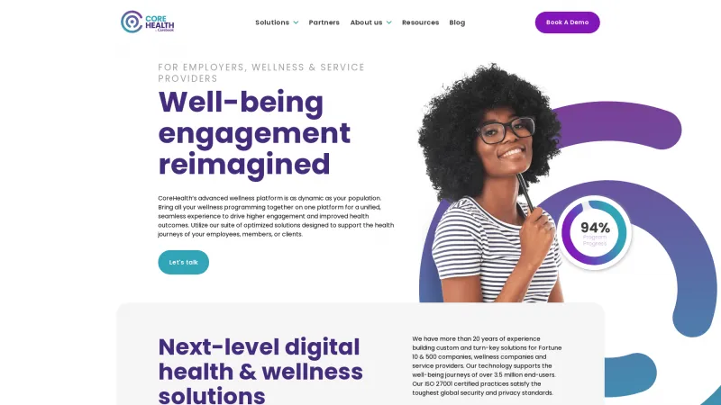 Homepage of CoreHealth