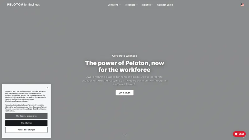 Homepage of Peloton Corporate Wellness