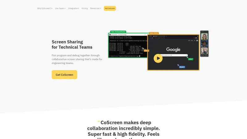 Homepage of CoScreen