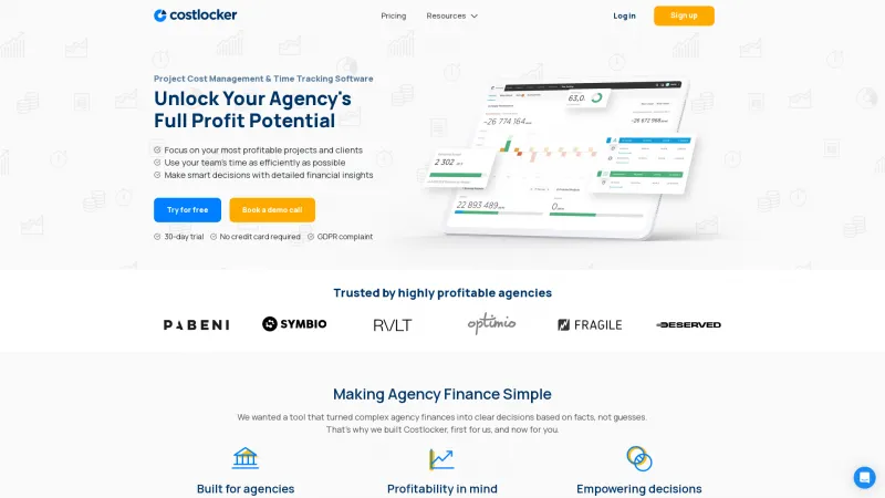 Homepage of Costlocker