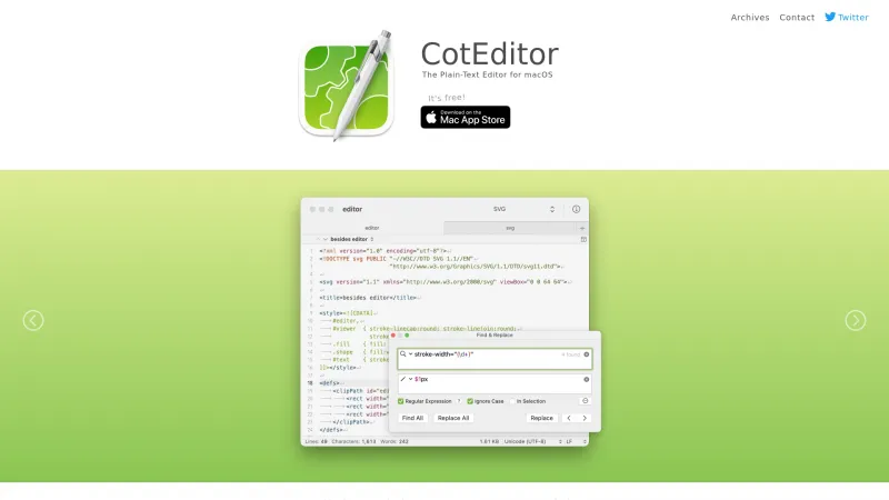 Homepage of CotEditor