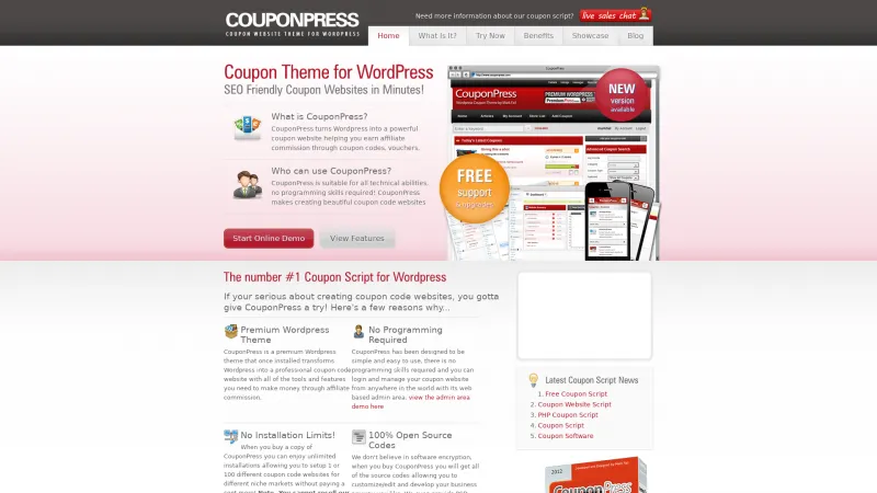 Homepage of CouponPress