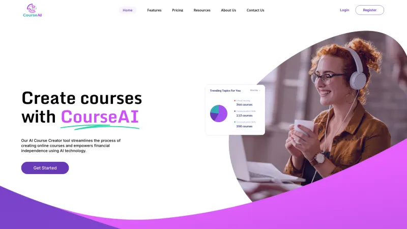 Homepage of CourseAI