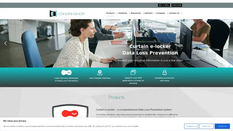 Homepage of Curtain e-locker