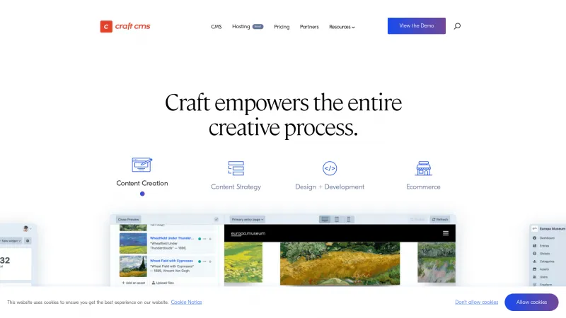 Homepage of Craft CMS