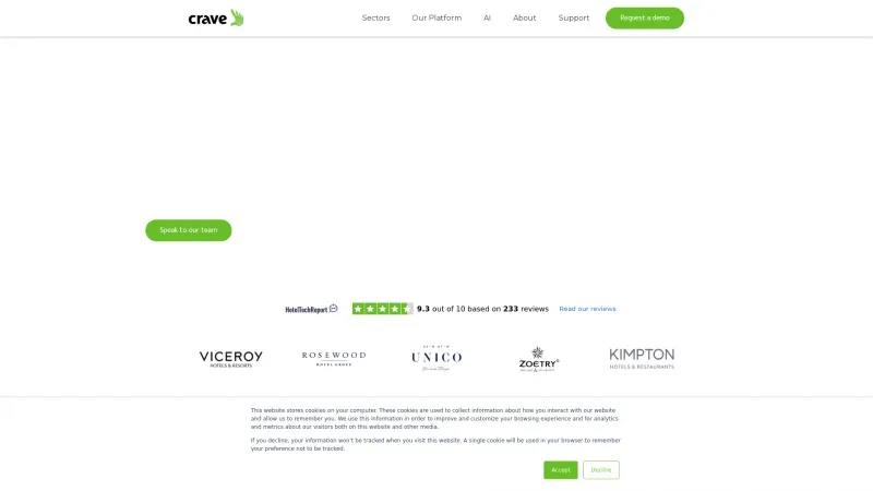 Homepage of Crave