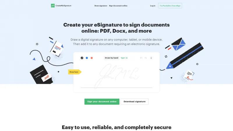 Homepage of CreateMySignature