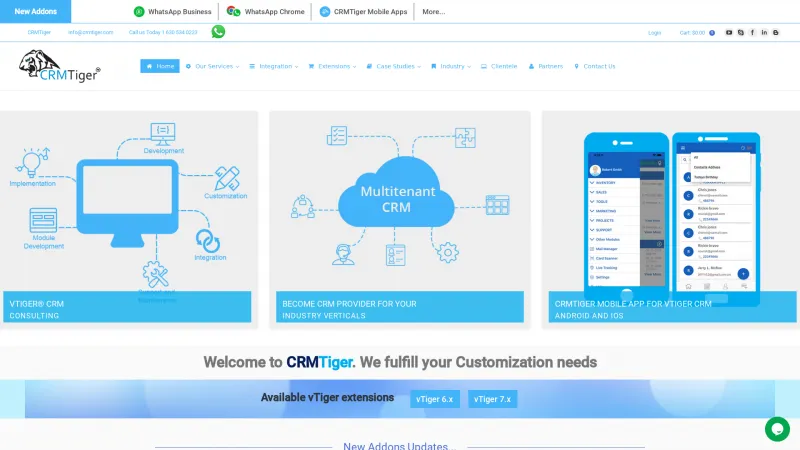 Homepage of CRMTiger