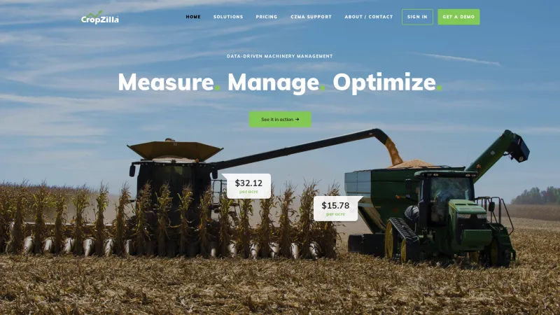 Homepage of CropZilla