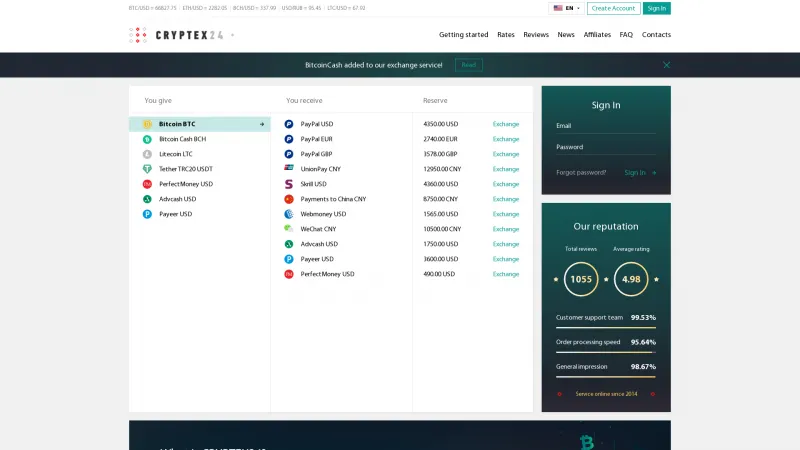 Homepage of Cryptex24