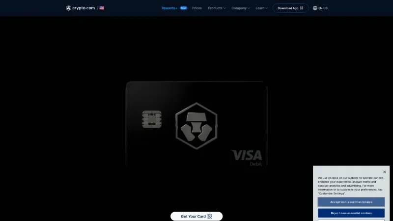 Homepage of Crypto.com Visa Card