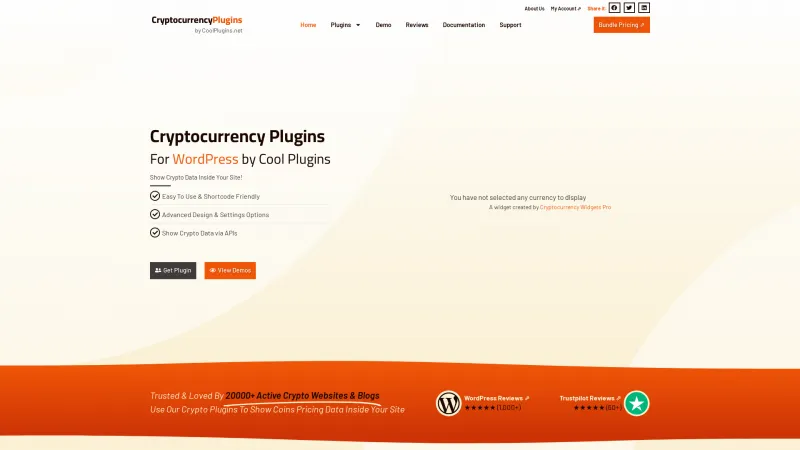 Homepage of Cryptocurrency Plugins