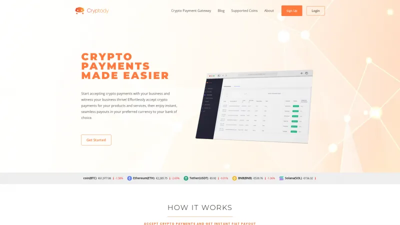 Homepage of Cryptody