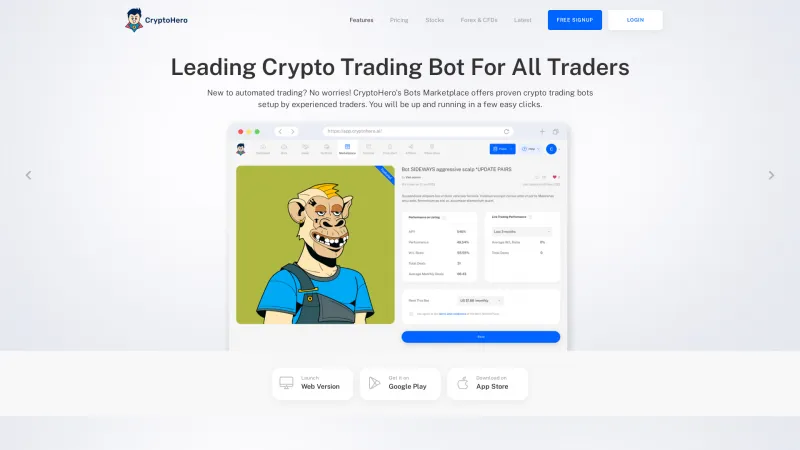 Homepage of CryptoHero