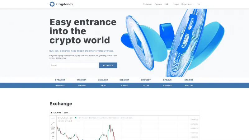 Homepage of Cryptonex