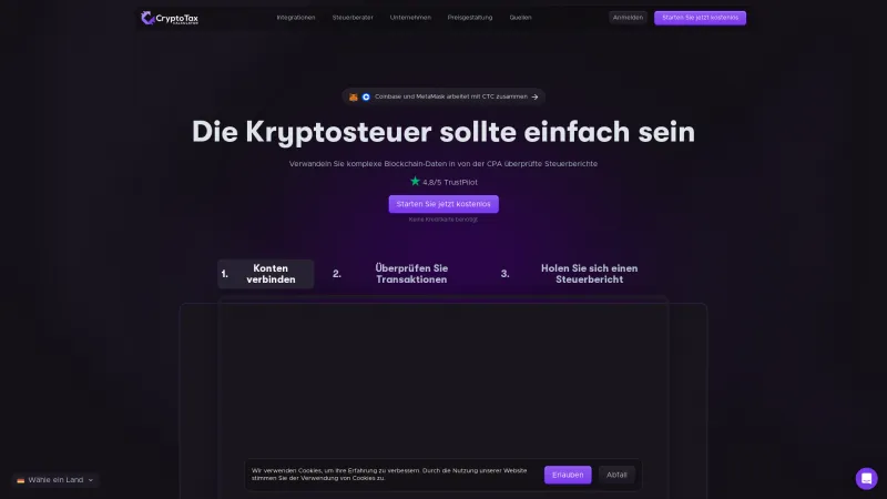 Homepage of CryptoTaxCalculator