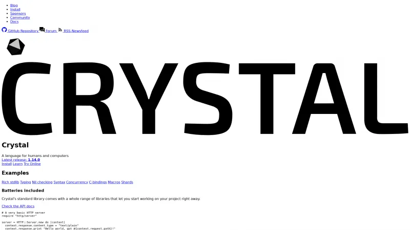 Homepage of Crystal